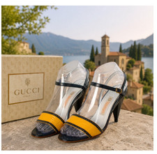 Vintage Gucci S.P.A. Leather Cone Heel Sandals Size 36B Italy Authenticated