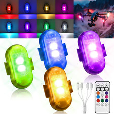 4PCS Wireless LED Strobe Lights USB Rechargeable w/ Remote Control Waterproof