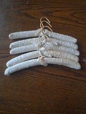 Padded Ivory/ Goldish Satin Covered Foam Hangers Lot Of 6. Colors Vary