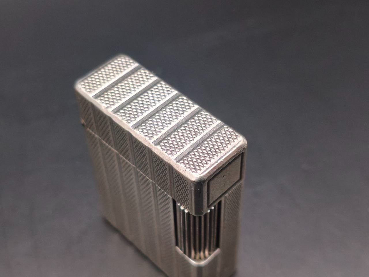 Vintage S.T. Dupont Line 1 Small Lighter – Silver Tone – Classic Pattern – Work