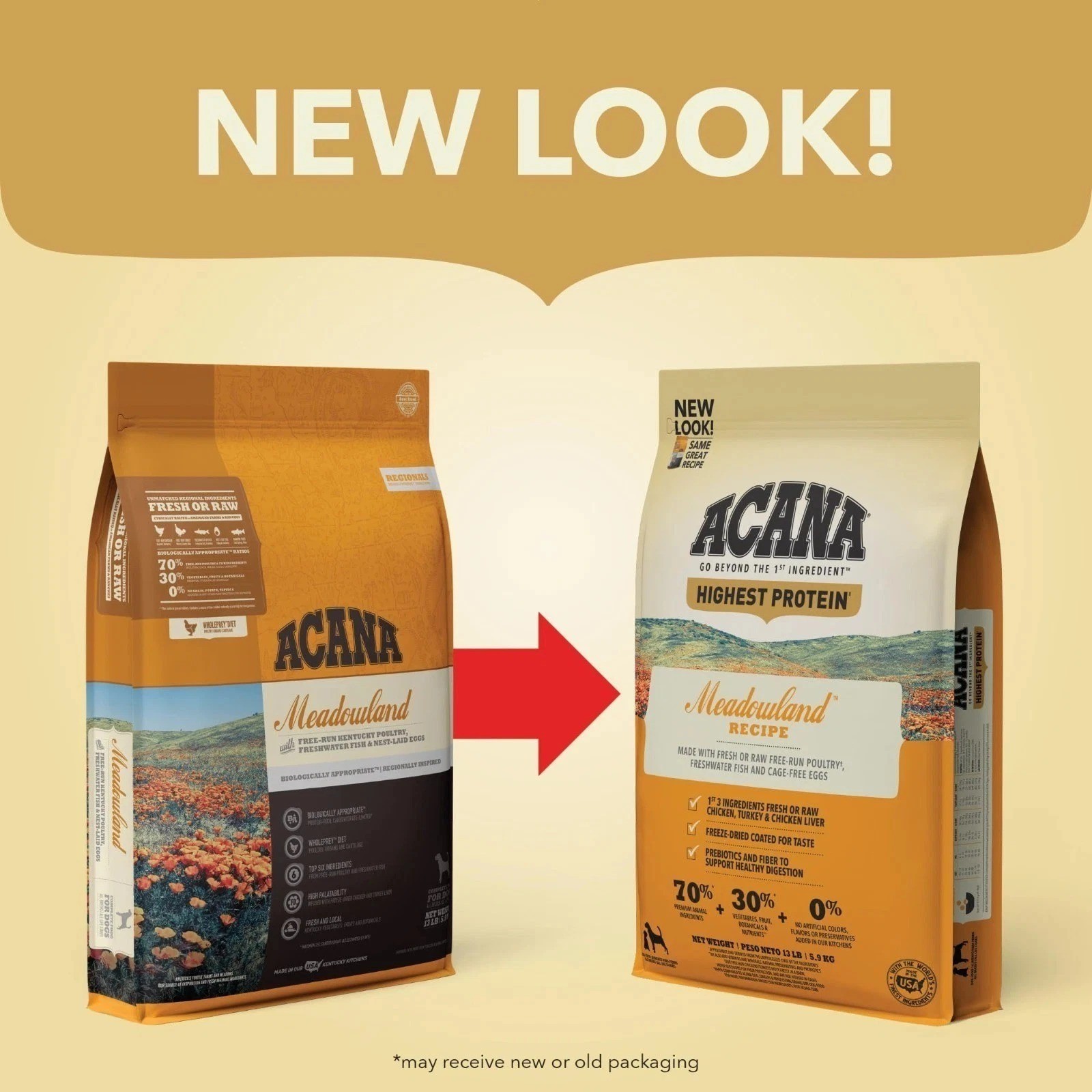 ACANA Highest Protein Meadowland Grain Free Dry Dog Food, 25 lbs, ship from US.