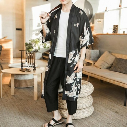 Men's Chinese style Cranes Printed 