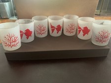 Juego de 7 candelabros votivos de 2 caras de coral rojo y koi