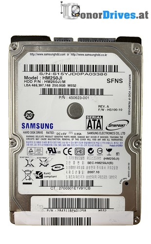 Samsung  HM250JI - 250 GB - SATA - PCB BF41-00157A Rev. 03 *