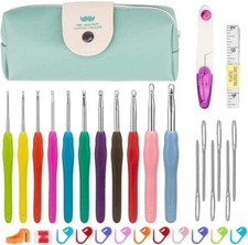 H&auml;kelnadel-Set, bunt, ergonomisch, weicher Gummi, Komfortgriff, H&auml;kelnadel