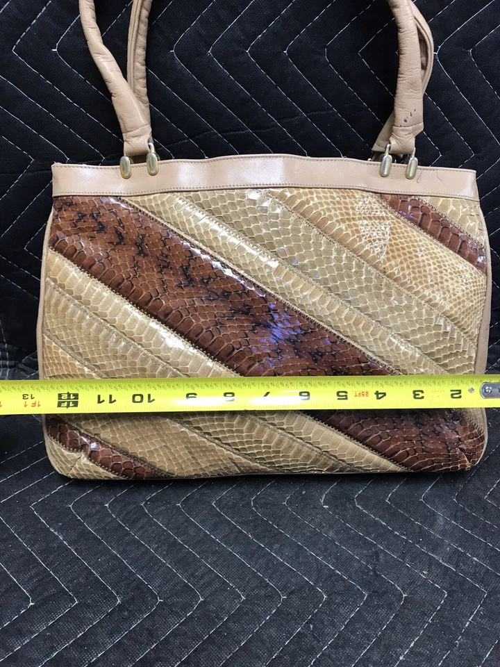 Vintage Palizzio Purse Handbag Python Snake Reptile Cream Color Leather - Imagem 3 de 4