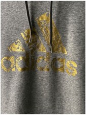 Adidas Hoodie Gray/Gold Long Sleeve Hoodie Size XL