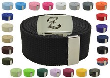 Canvas Military Web Belt  BIG "Z" Silver Buckle 48, 54, 60, 72 Inches 25 Color