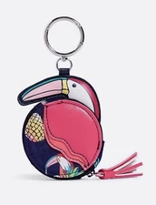 NWT Vera Bradley Toucan Party Bag Charm Coin Purse Key Ring MSRP$39