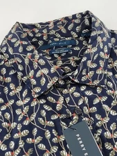 Men's PERRY ELLIS Linen Floral Short Sleeve S/S Shirt XLT NWT NEW Untucked