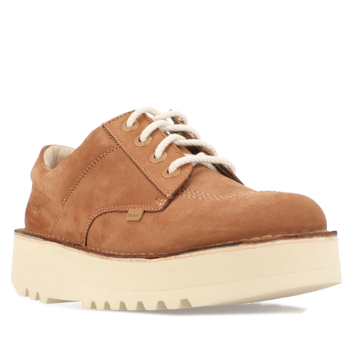 Women s Kickers Kick Lo Stack Lace up Leather Upper Shoes in Brown