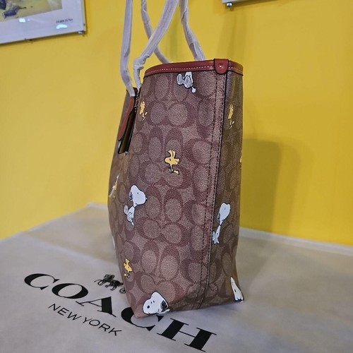 Coach Peanuts Snoopy CF166 Khaki Redwood Multi/black Tote Bag Signature Canvas - Picture 7 of 40