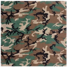 New Large Camouflage Woodland Camo Military Jumbo Bandana 27 In. X 27 In.