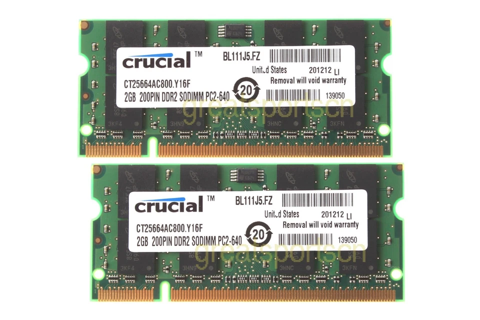 8GB 4X 2GB Crucial 2 GB PC2-6400 DDR2 800mhz 2RX8 CL6 Sodimm RAM Notebook Memory - Image 2 of 4