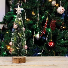 Mini Christmas Tree with LED Lights Pink Baubles Small Table Desk Xmas Decor