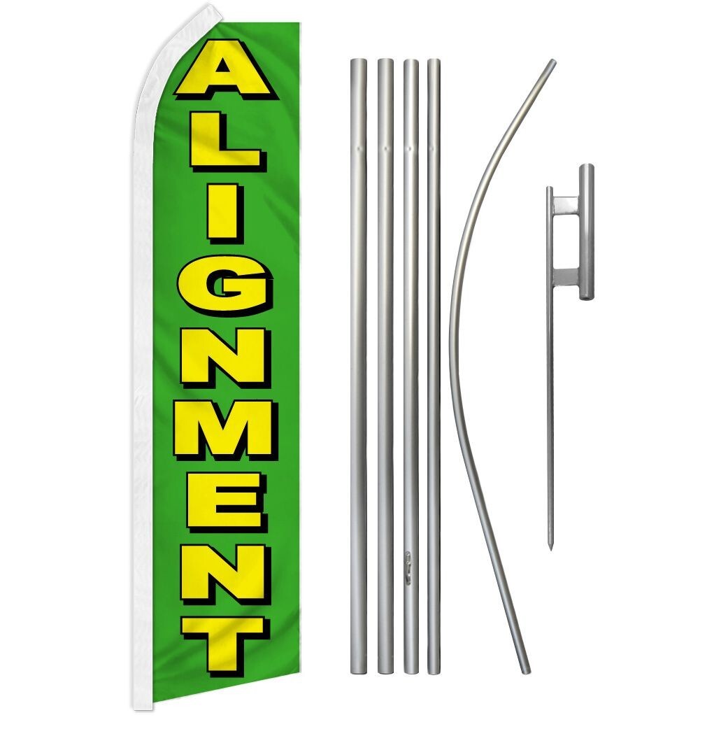 Alignment (Green & Yellow) Super Swooper Flag & Flag Pole Kit & Ground ...