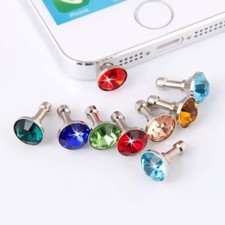 BLING GEM 3.5mm jack earphone/mic dust plug port cap FOR Apple iphone 4 5 6
