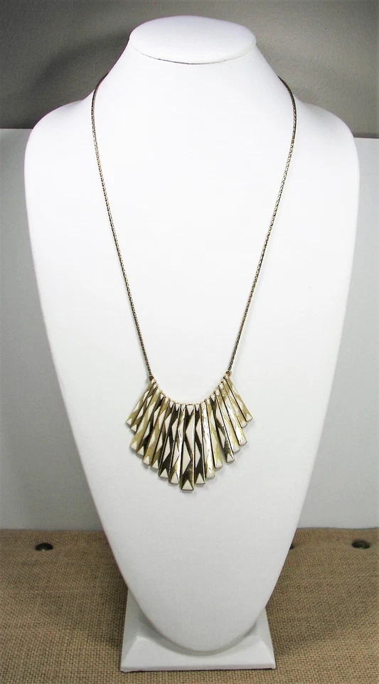 Lucky Brand 桨式项链白色珐琅金色可调节滑动链 — 第 3/4 张图片