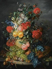 Art Oil painting A Flower Still Life with Grapes Amalie Kaercher Grape art