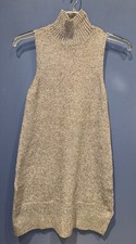 Small Turtle Neck Sweater Dress Recycled Polyester Wheat, Ribbed Sweater NWT