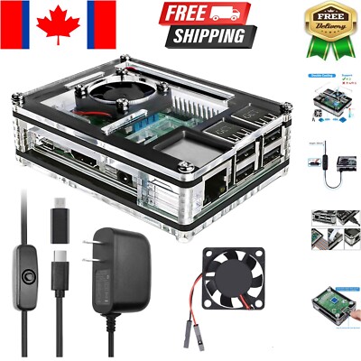 Comprehensive Raspberry Pi 3 B+ Acrylic Case with 5V Power Supply & Cooling Fan