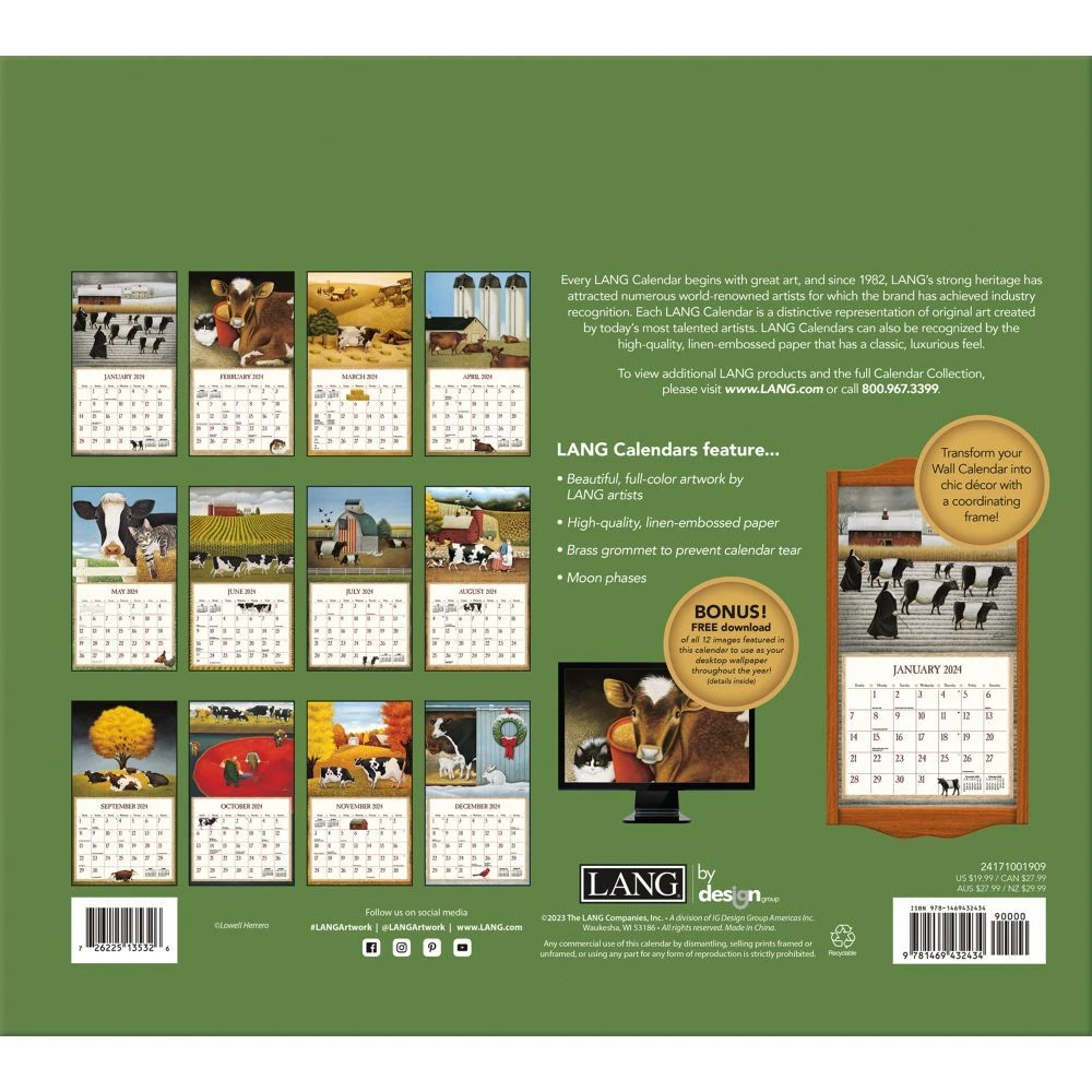 Lang Cow Calendar 2024 Cleo Mellie