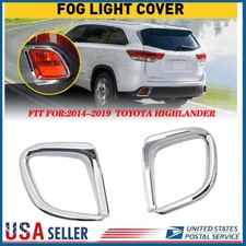 Chrome Rear Reflector Fog Light Lamp Cover Trims For Toyota Highlander 2014-2019