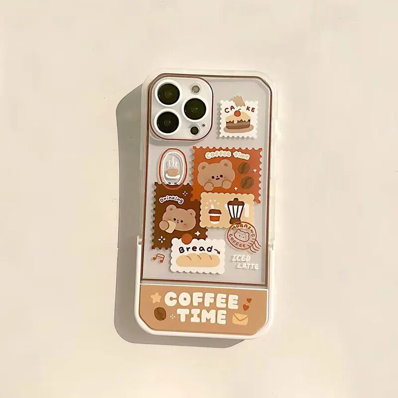 For iPhone 11 12 13 14 15 16 Phone Case Transparent Silica Gel Lnvisible Stand