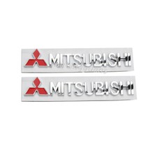 2x Chrome Red Badge For Mitsubishi Letterings Car Body Emblem Metal Sticker 2x Chrome Red Badge For Mitsubishi Letterings Car Body Emblem Metal Sticker