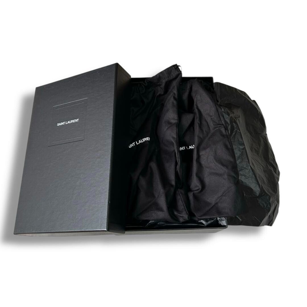 Sandali donna YSL Saint Laurent catena punta aperta mulo 34US4 pelle nera Vibram