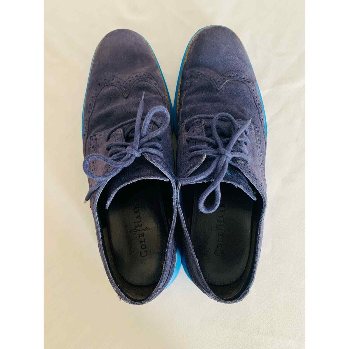 Cole Haan Lunargrand Blue Suede Wingtip Oxfords size10.5 M Cole Haan 5.ZERØGRAND Wingtip Oxford sneakers for Men - Blue  main image 3