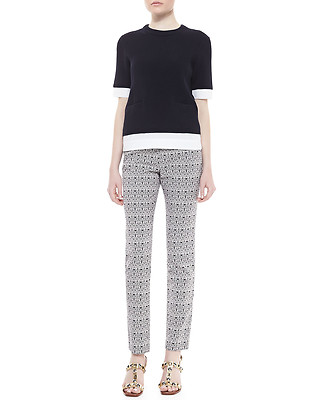 NWT Tory Burch Heidi Slim Fit Print Pants Carinthia Navy White  display picture 1