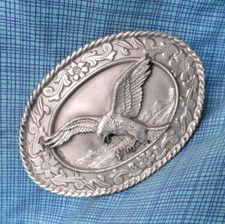 Western Cowboy Eagle Belt Buckle Cowgirl Scroll Flourish Vtg 80s Siskiyou.SHY175