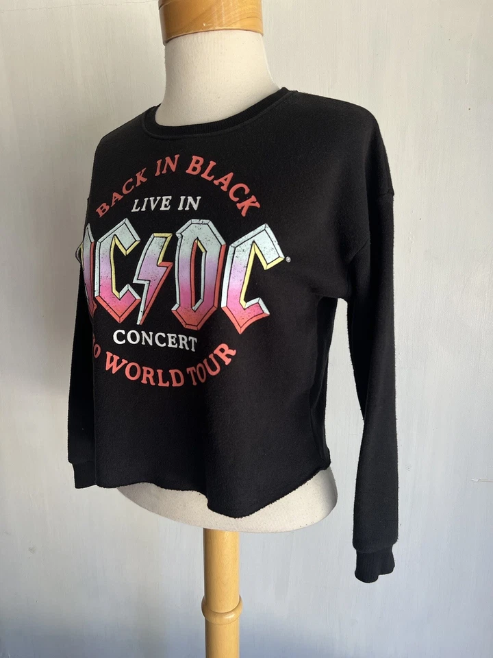 ACDC (2023) Oficial AC⚡️DC Sudadera Recortada Manga Larga Talla Pequeña (L 10-12) Foto 3 de 4