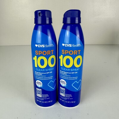 Lot of 2 CVS Health Sport SPF 100 Sunscreen Spray 5.5oz