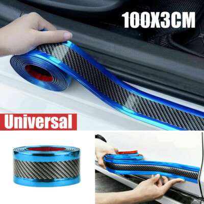 Adesivo Protettivo In Fibra Di Carbonio Per Soglie Auto – Striscia Anti-urto, Blu, 3cm X 1m