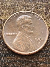 1981 D Penny Error Variety Lincoln Memorial D/D Filled “D” Actual Coin TK3510*