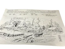 Colortex Liquid Embroidery 8315 Snow Scene Village Vintage 1970s unfinished 24"