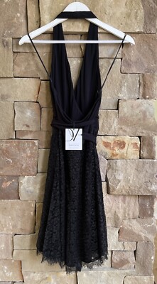 dvf amelia halter dress Diane von Furstenberg Womens US 8 Wrap Dress Amelia Halter Black Star Print