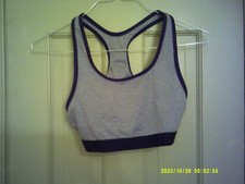 Ladies Danskin Now Sports Bra, Size M 8-10 Gray/black binding  elastic.