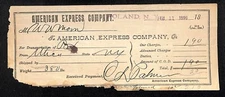 American Express 1899 Freight Receipt 380 lb. Box from Utica to Poland, NY