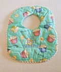 MY FIRST BIRTHDAY Cloth Bib MINT Hook & Loop Close 11" x 9" Blue Cupcakes — photo 2