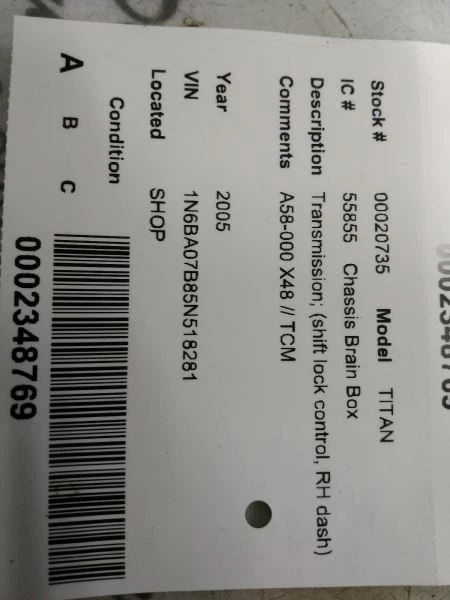 Controle de bloqueio de câmbio de transmissão ECM chassi compatível com 04-08 INFINITI QX56 368983 - Imagem 3 de 4