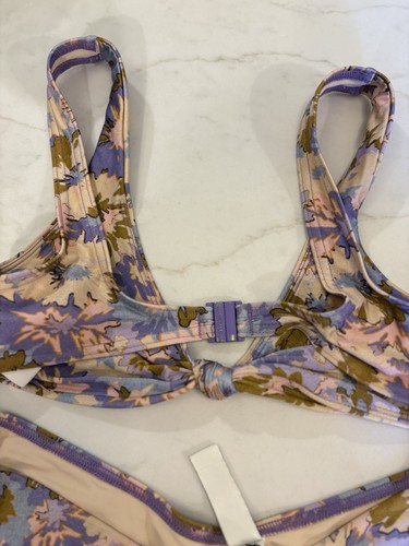 Zimmermann Purple Floral Scoop Knot Bikini Set Swimwear Size 1 Top Size 3 Bottom - Picture 10 of 11
