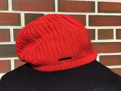 BOSS HUGO BOSS Mütze Strickmütze Wintermütze Gr. 54 Rot Baumwollmischung TOP