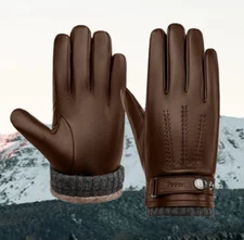 Houart Mens Leather Gloves, Genuine Sheepskin Driving Gloves Medium