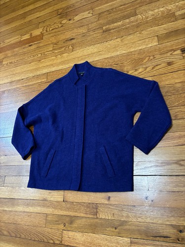 Eileen Fisher Women’s Boiled Merino Wool Jacket Size Small Blue Full Zip Classic - Picture 2 of 8