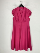Joe Browns Pink Midi Linen Blend Fit & Flare Dress Cap Sleeve Button UK 14