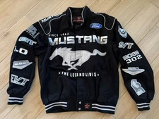 Vintage JH Design Ford Mustang Embroidered Patches Twill Racing Jacket Mens Med