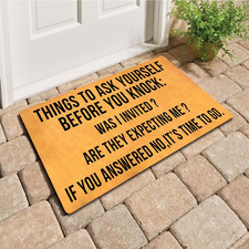 Funny Welcome Doormat with Rubber Back 18" W x 30" L Things to Ask Before You K